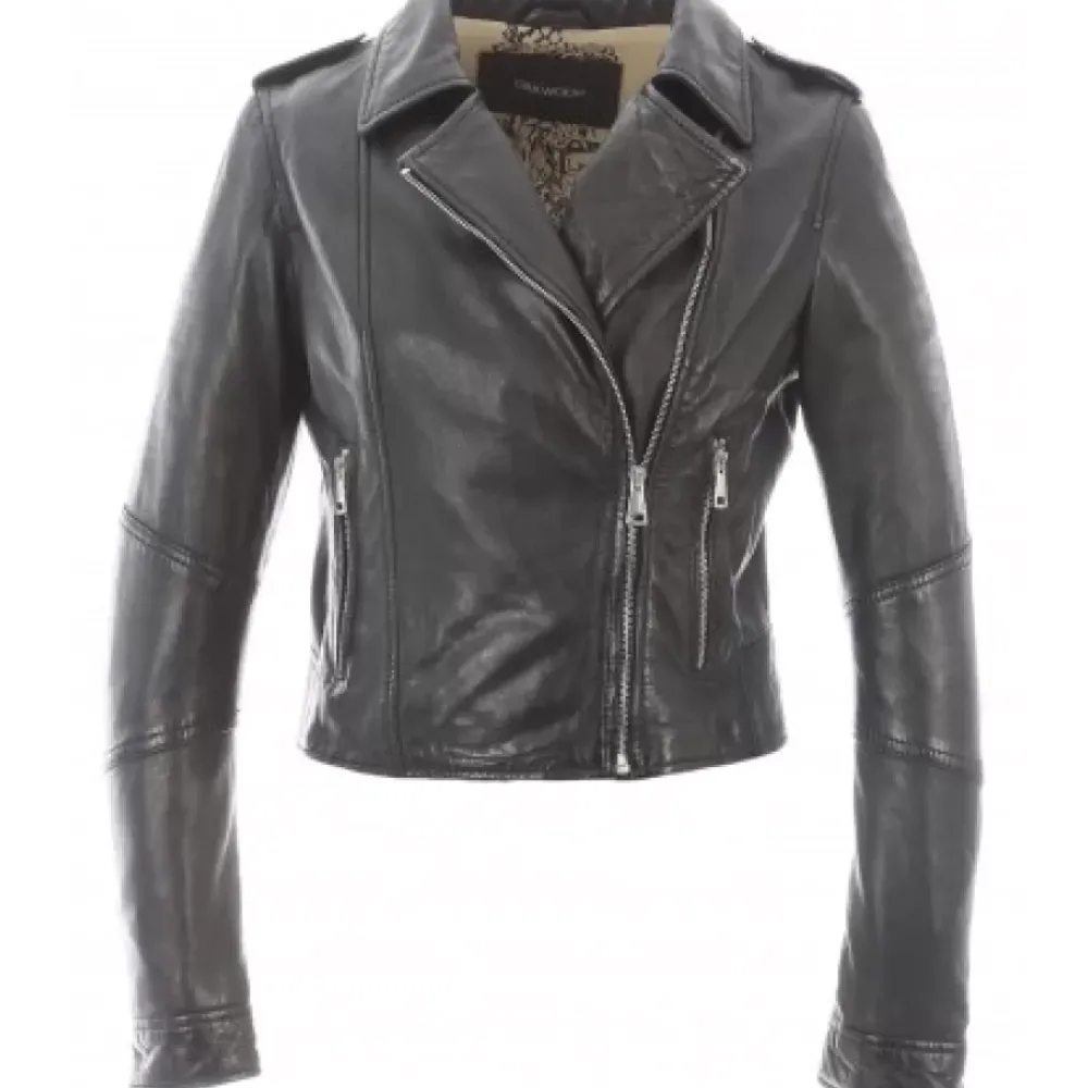 Biker Jackets*OAKWOOD Alizee Black - Short Genuine Leather Jacket